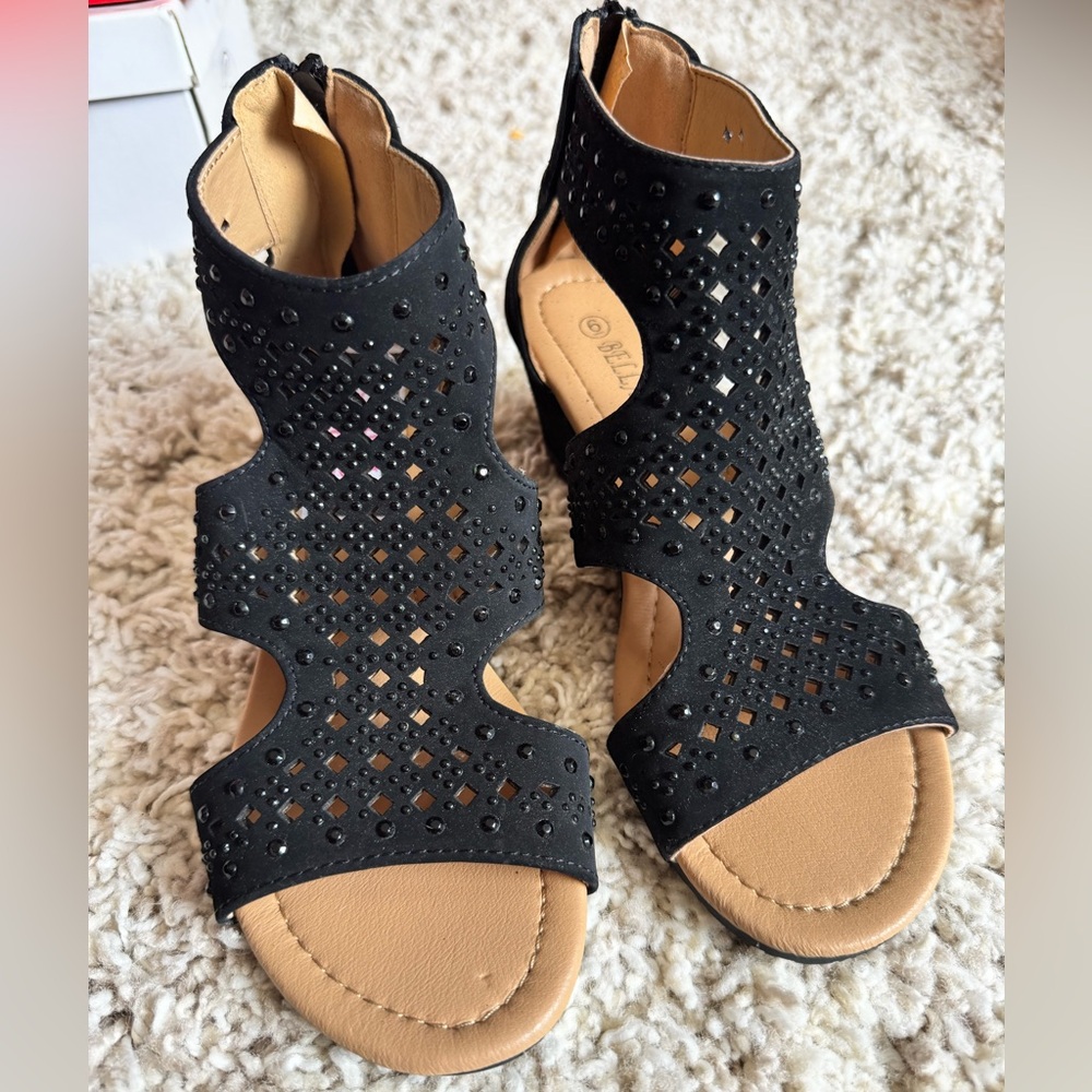 Brand New Studded Black Wedges